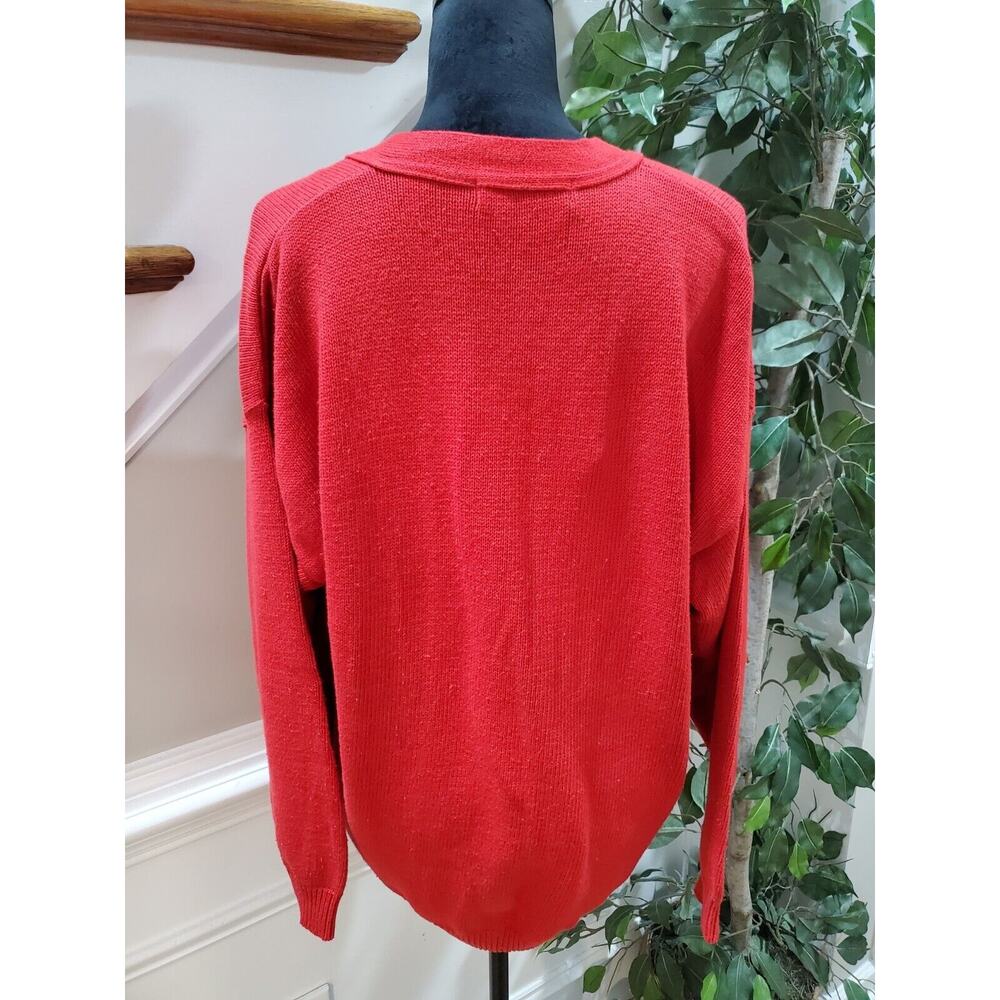 Vintage Delia McKain Red Cotton Long Sleeve Button Front Cardigan Sweater Large - Picture 6 of 14